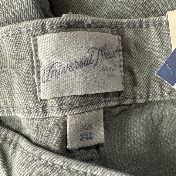 Universal Thread SZ 2/26 Vintage MIDI Jean Shorts Distressed Frayed Dusty Olive - Picture 7 of 8